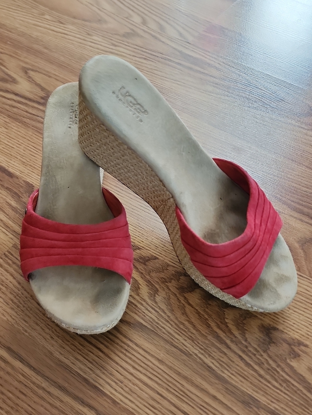 UGG Red Suede Wedge Slide Sandals - Women